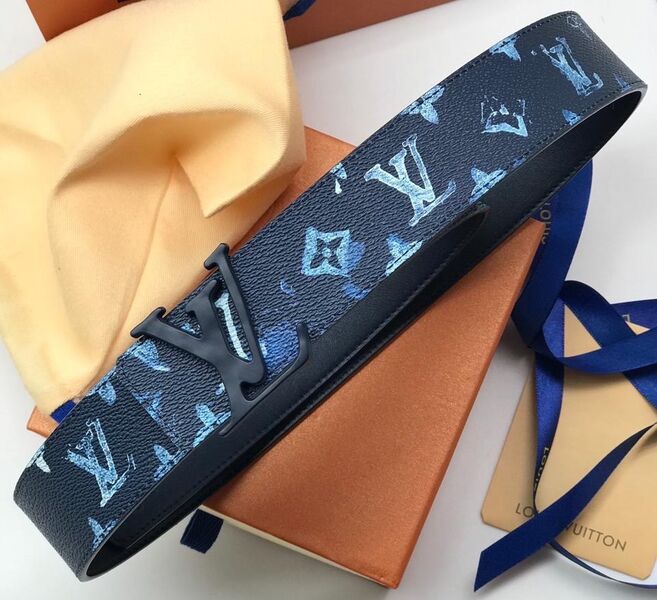 Мужской ремень Louis Vuitton мужской кожа синий 103942