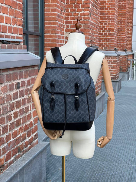 Мужской рюкзак Gucci мужской канва графитовый 123790-8