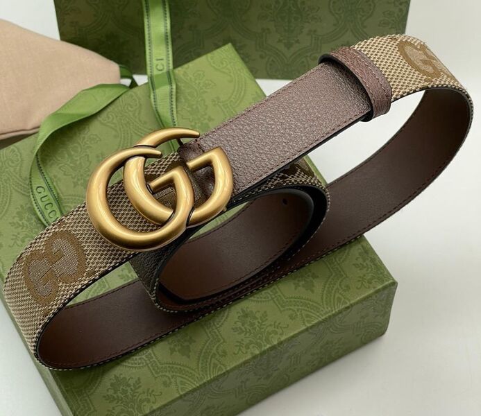 Мужской ремень Gucci мужской кожа бежевый 115844