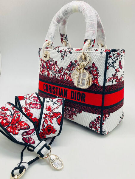 Сумка Christian Dior Lady женский текстиль бордовый 148877