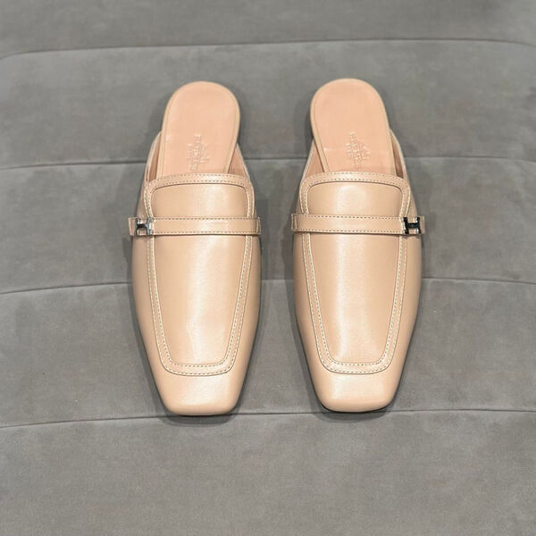 Мюли Hermès женский кожа бежевый 117099-2
