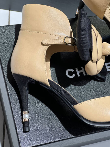 Туфли Chanel женский кожа бежевый 139256-2