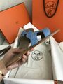 Шлепки Hermès женский текстиль синий 89467-4