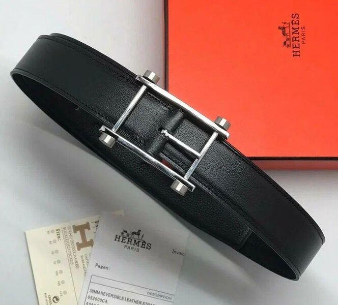 Мужской ремень Hermès мужской кожа черный 182700