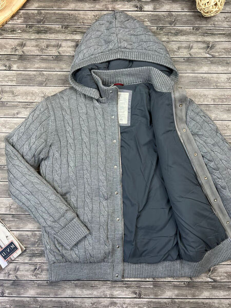 Мужской кардиган Brunello Cucinelli мужской вязаная ткань графитовый 105913-3