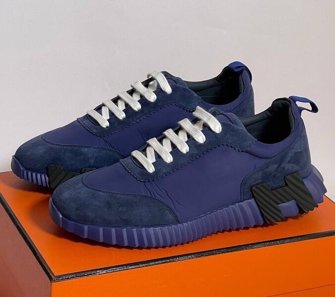 Мужские кроссовки Hermès мужской замша синий 140307