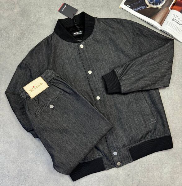 Мужской костюм Kiton мужской джинса черный 157542