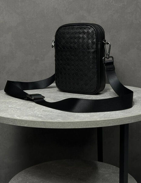 Мужская сумка мессенджер Bottega Veneta мужской кожа черный 200787-5