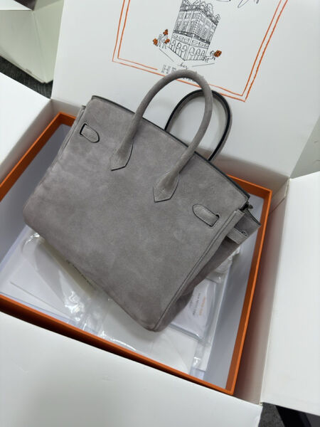 Сумка Hermès Birkin 25 женский замша графитовый 155729-4