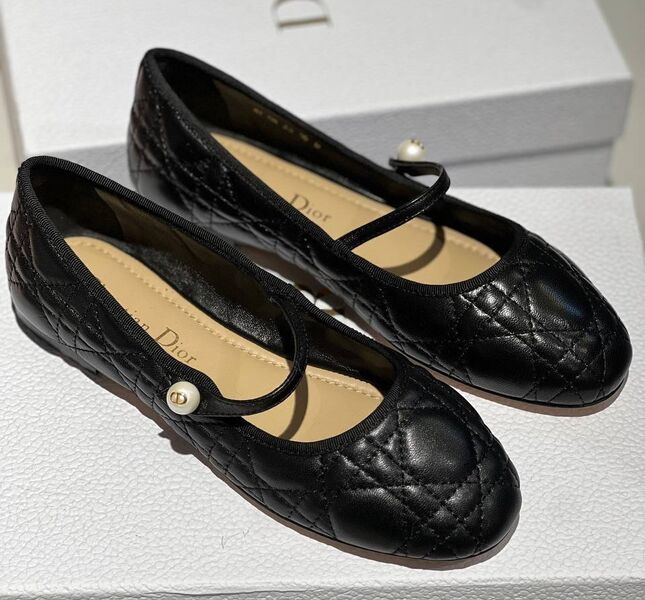 Балетки Christian Dior женский кожа черный 146228
