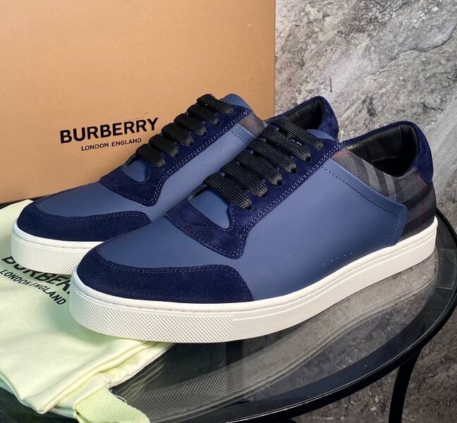 Мужские кеды Burberry мужской кожа синий 145692