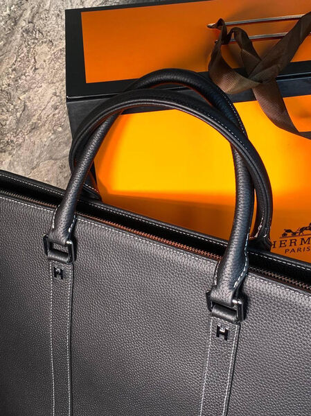 Мужской портфель Hermès мужской кожа черный 132082-7