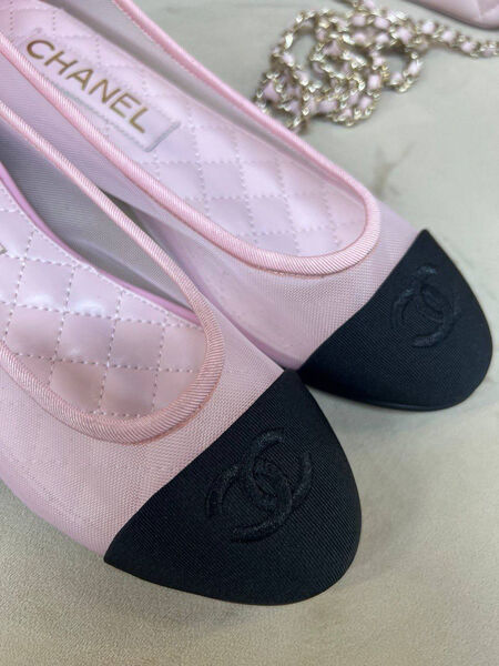 Балетки Chanel женский текстиль розовый 191180-3