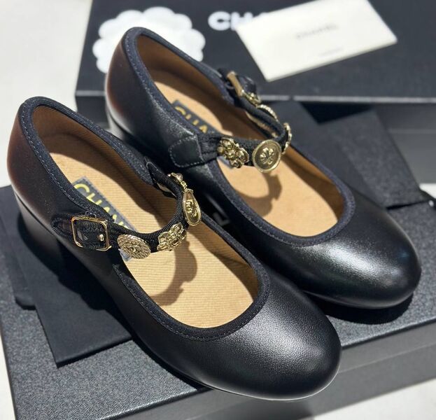 Туфли Chanel женский кожа черный 156709