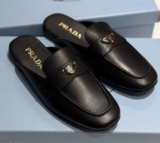 Сабо Prada женский кожа chèvre черный,белый 183935