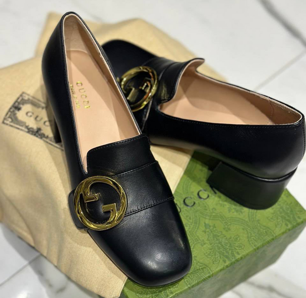 Лоферы Gucci женский кожа черный 96362