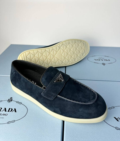 Мужские лоферы Prada мужской замша синий 185102-3