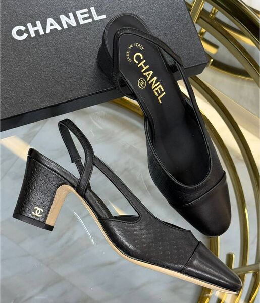 Туфли Chanel женский кожа черный 194564