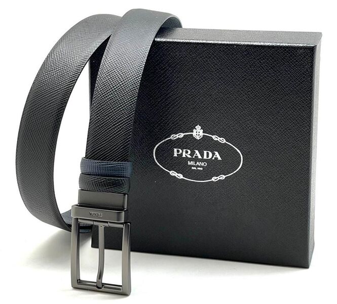 Мужской ремень Prada мужской кожа черный 53000