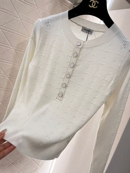 Лонгслив Chanel женский вязаная ткань белый 165636-3
