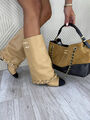 Сапоги Chanel женский кожа бежевый 200480-2