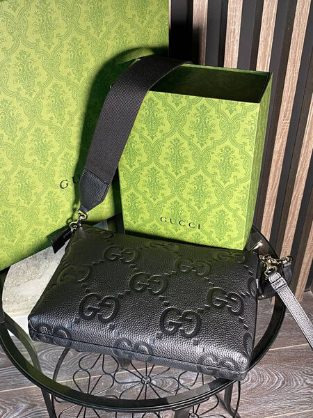 Мужская сумка мессенджер Gucci мужской кожа черный 156142-4