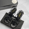 Босоножки Chanel женский кожа черный 181754-2