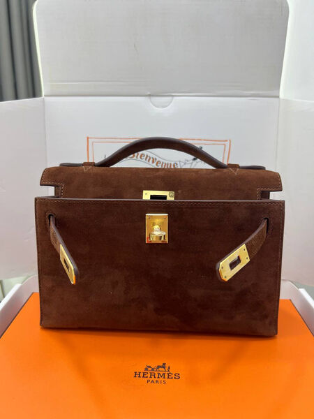 Сумка Hermèskelly Pochette женский замша бордовый 155741-3