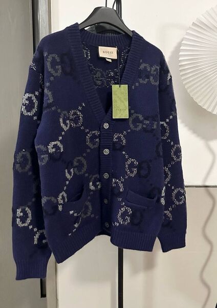 Кардиган Gucci женский вязаная ткань синий 166325