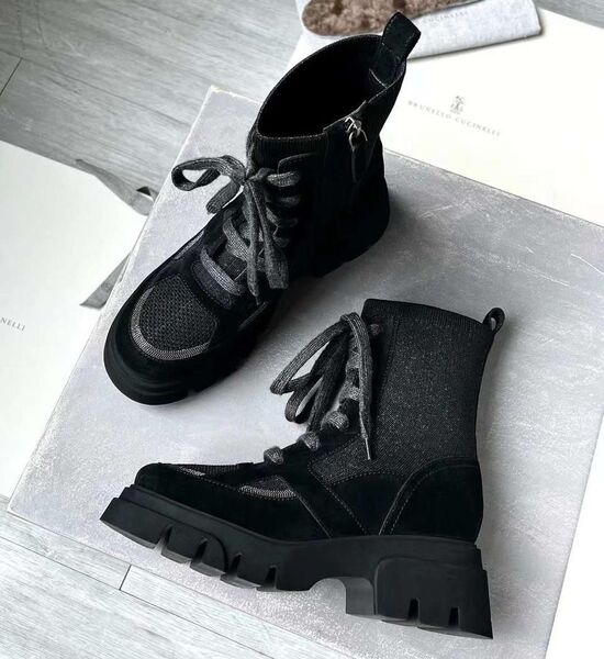 Ботинки Brunello Cucinelli женский текстиль черный 124983