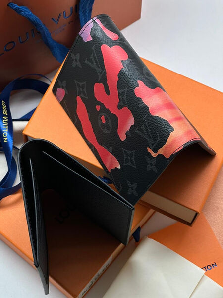 Мужская обложка на паспорт Louis Vuitton мужской кожа бордовый 111015-3