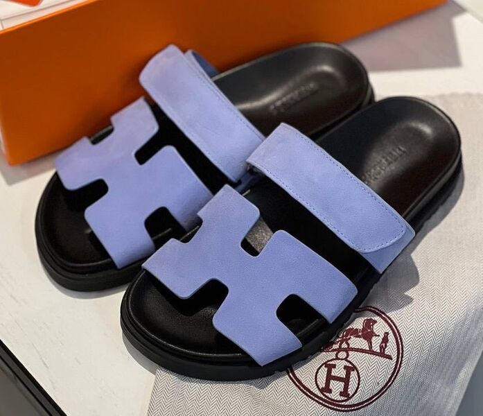 Шлепки Hermès женский замша фиолетовый 107332