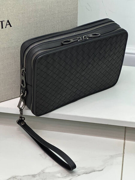 Мужской клатч Bottega Veneta мужской кожа черный 150005-5