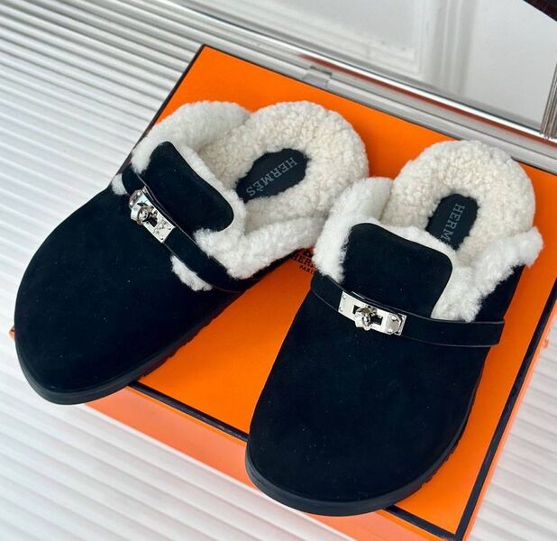 Мюли Hermès женский замша черный 166489