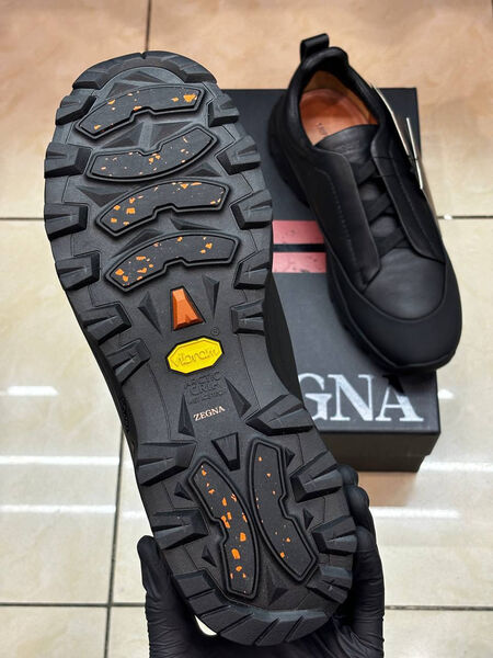 Мужские кроссовки Zegna мужской кожа черный 169130-10