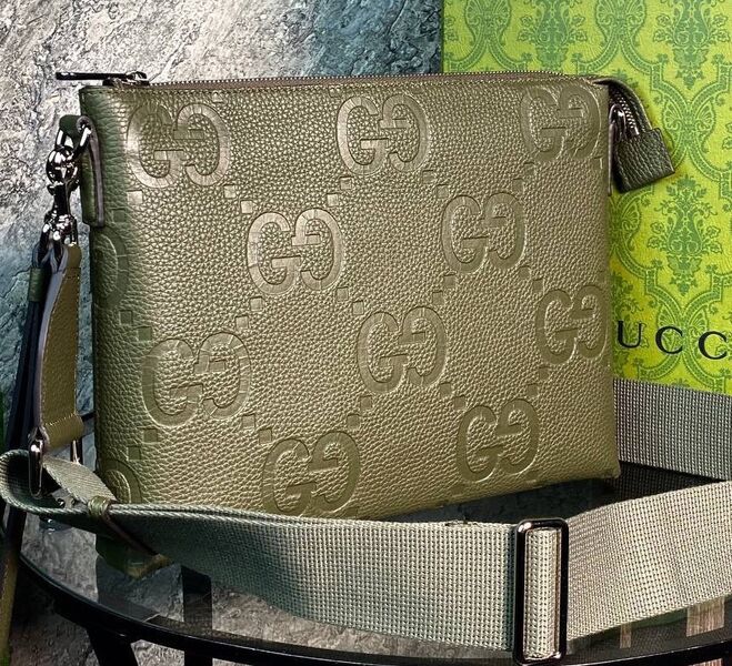 Мужская сумка мессенджер Gucci мужской кожа светло-зеленый 155327