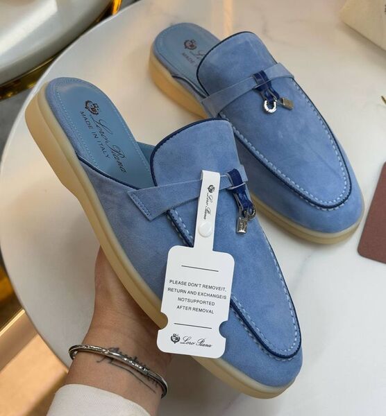 Сабо Loro Piana женский замша бирюзовый 183869