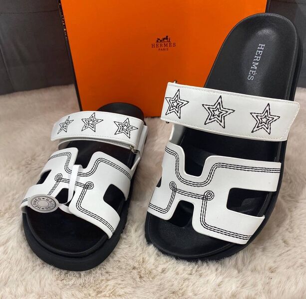 Шлепки Hermès женский кожа белый 187286