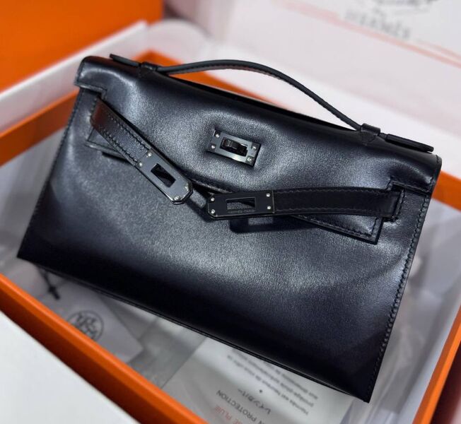 Сумка Hermèskelly Pochette женский кожа черный 164576