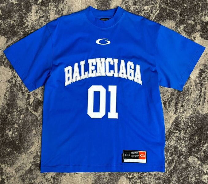 Мужская футболка Balenciaga мужской синий 175094