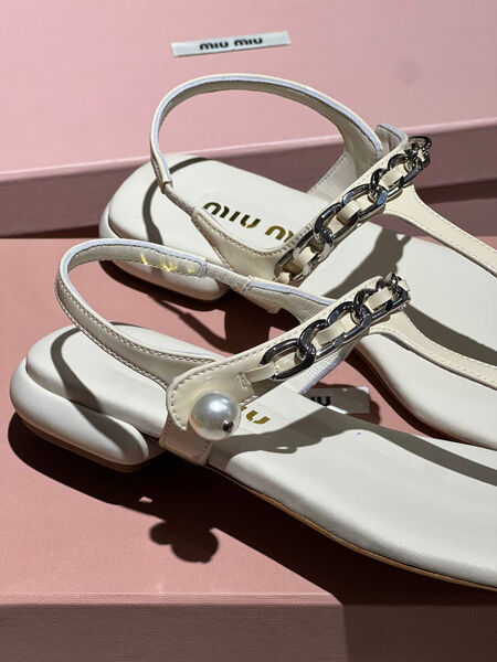 Сандалии Miu Miu женский кожа бежевый 152730-3