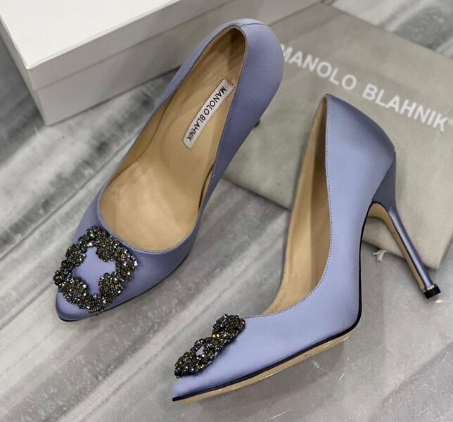 Туфли Manolo Blahnik женский сатин бирюзовый 122570