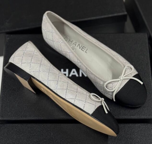 Балетки Chanel женский замша графитовый 182818