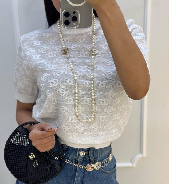 Футболка Chanel женский белый 186360