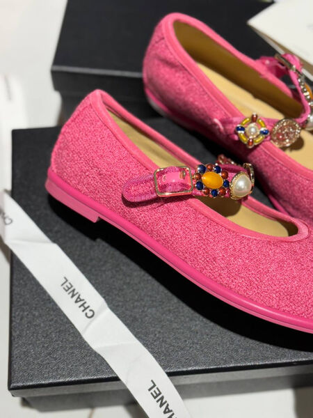 Балетки Chanel женский текстиль розовый 155944-3