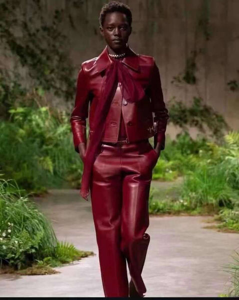 Пиджак Gucci женский кожа бордовый 161461-4