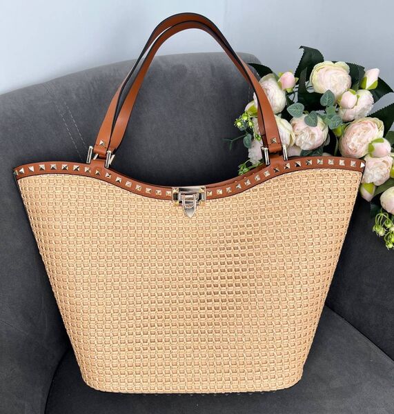 Сумка Valentino женский кожа бежевый 150939
