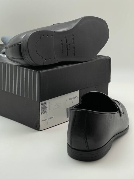 Мужские лоферы Zegna мужской кожа черный 145408-4
