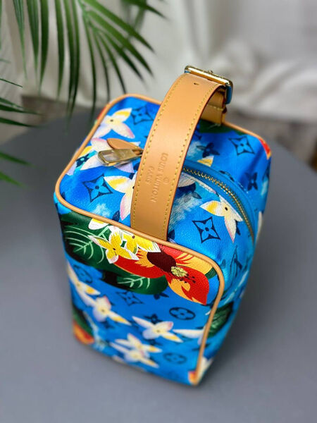 Несессер косметичка Louis Vuitton женский кожа синий 156013-4