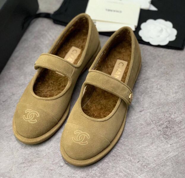 Балетки Chanel женский замша болотный 202331